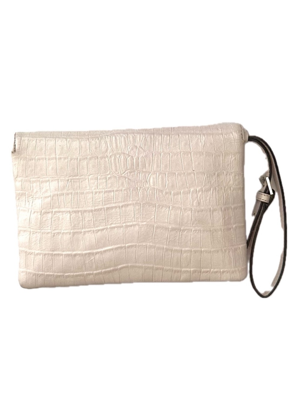 henri bendel “The Deb” Croc-Embossed Leather Wristlet in Pale Pink - Picture 2 of 7